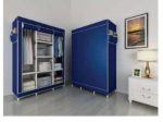 Portable Wooden Wardrobe with Canvas Cover
